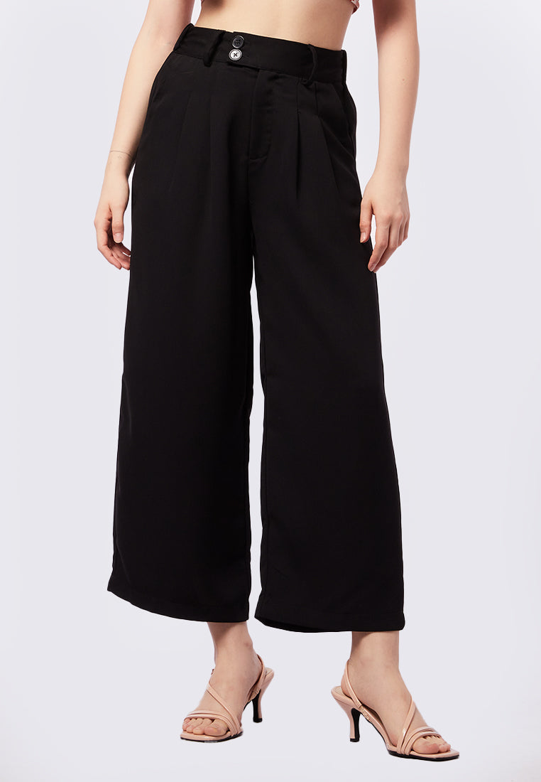 Cropped Culottes with Double Button Details