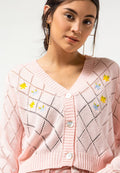 Pink Embroidery Cardigan