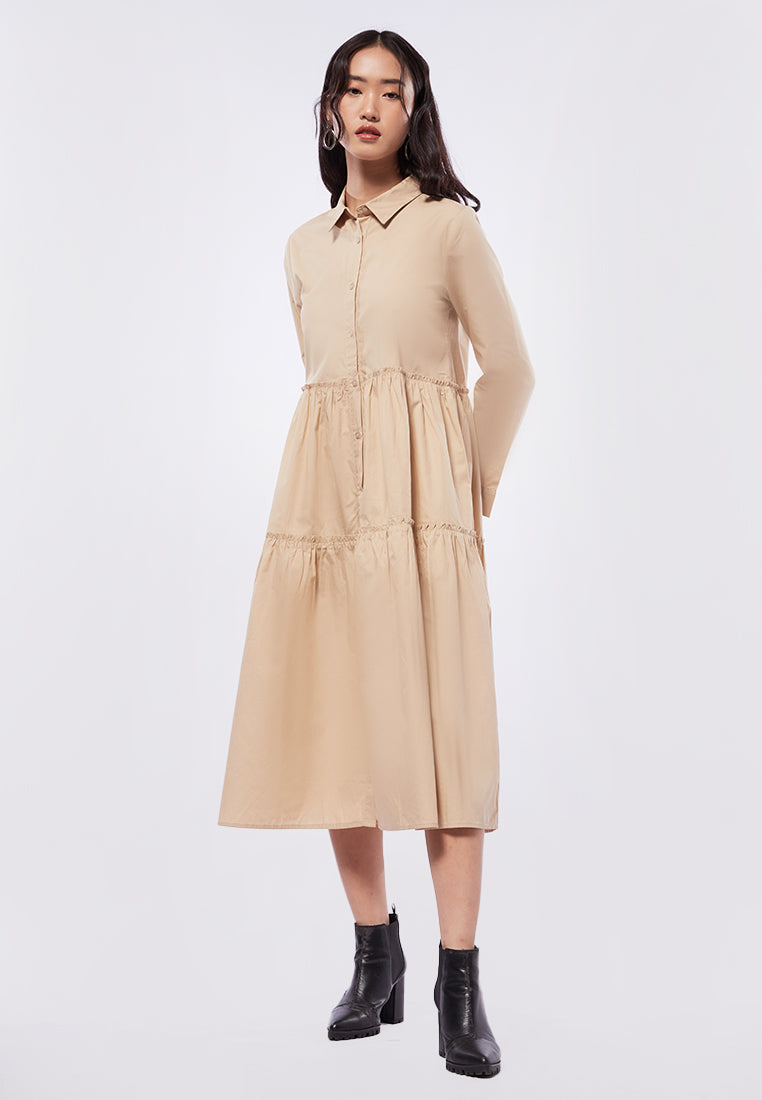 Long Sleeve Tiered Midi Dress