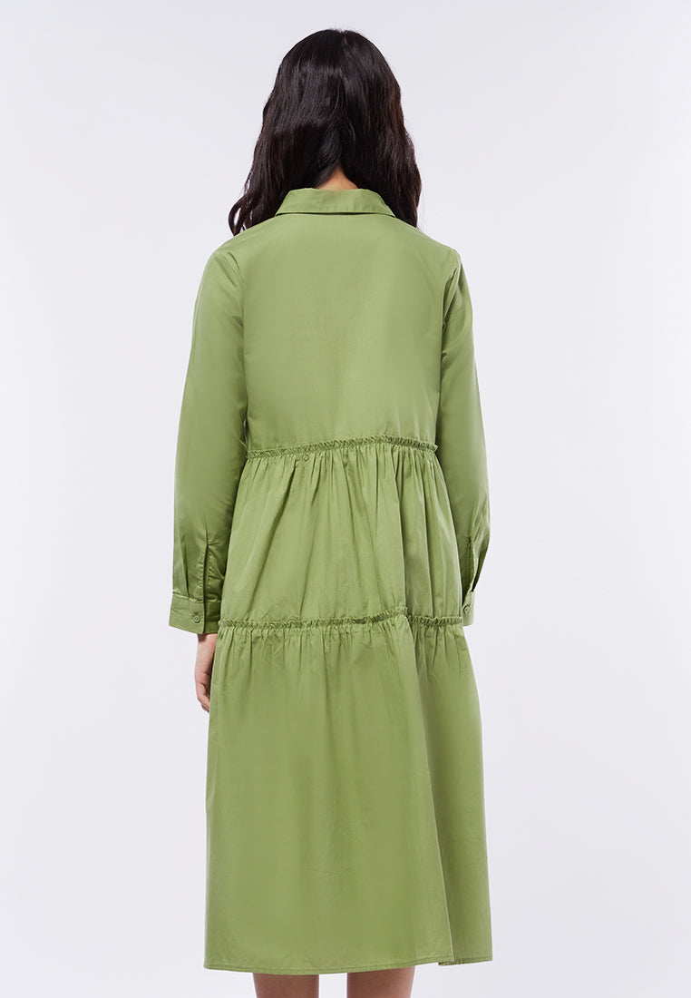 Long Sleeve Tiered Midi Dress