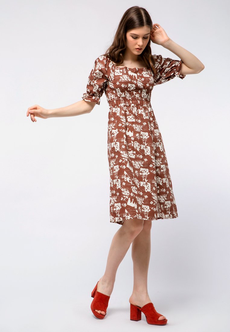 Smocked Dress with Slit