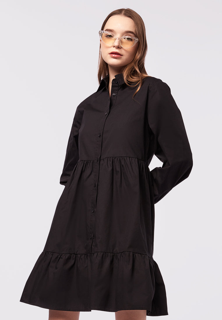 Long Sleeve Tiered Mini Dress