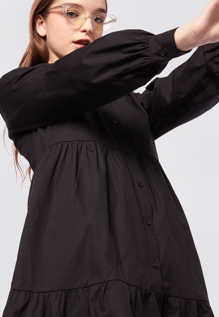 Long Sleeve Tiered Mini Dress