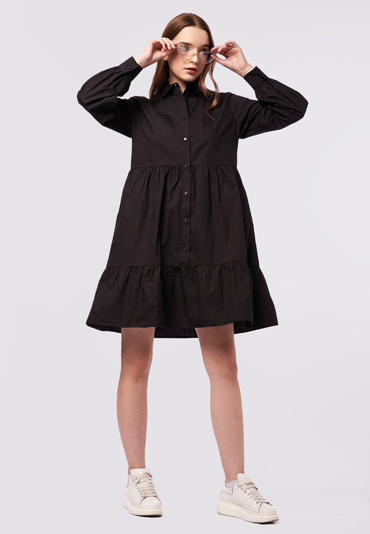 Long Sleeve Tiered Mini Dress