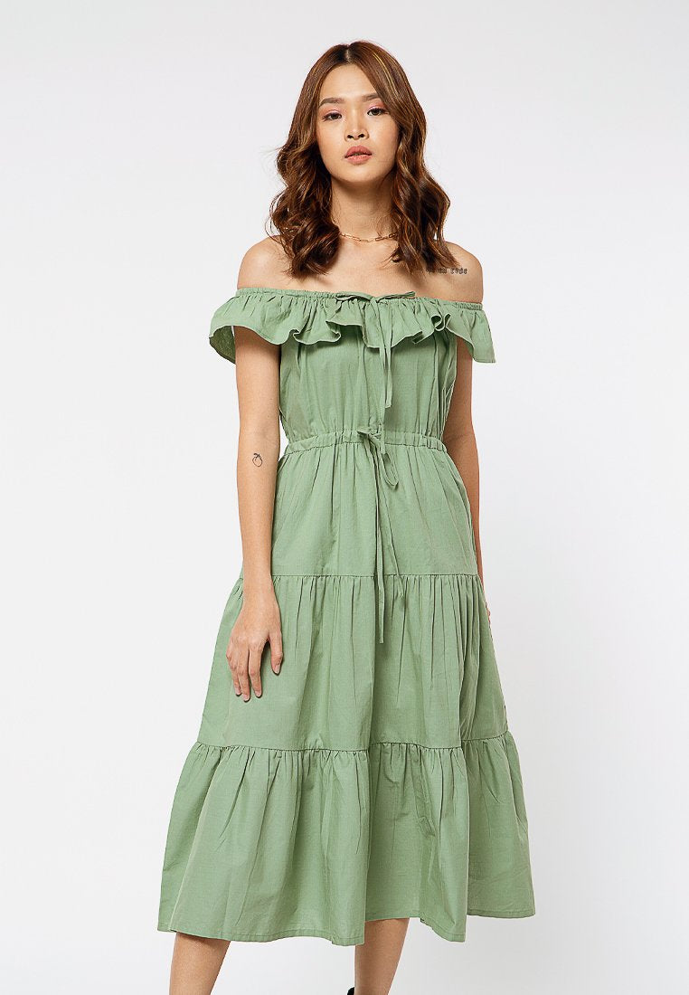 Cold Shoulder Drawstring Dress