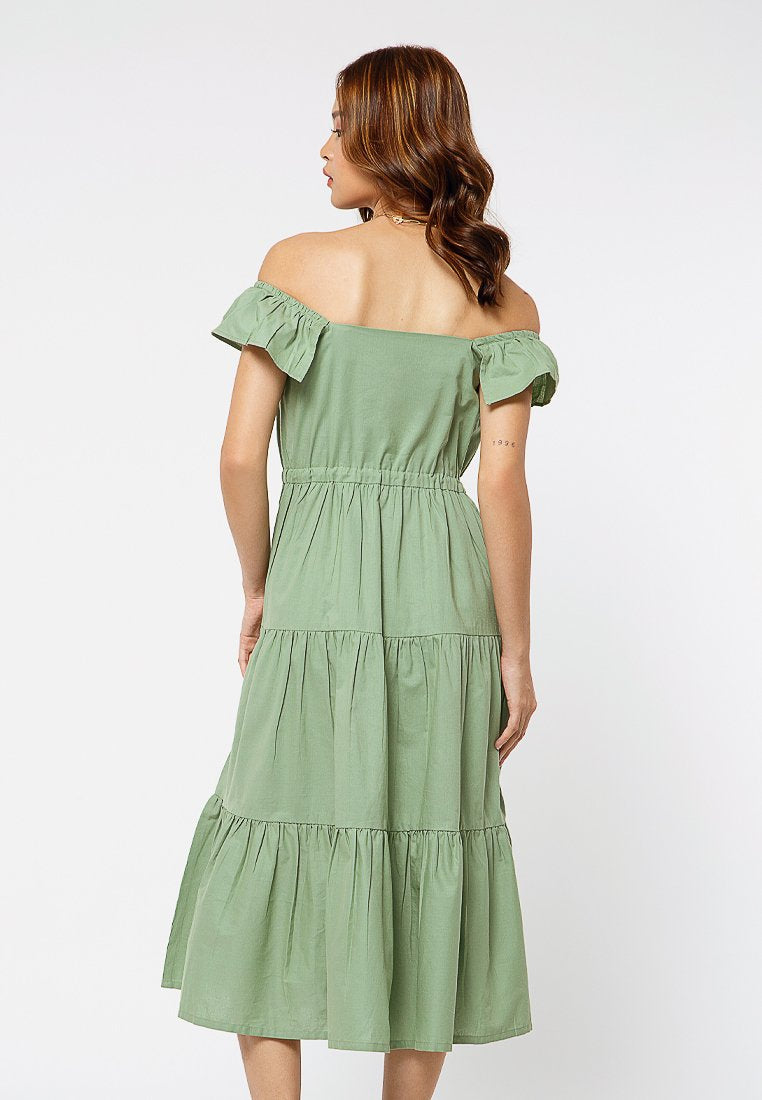 Cold Shoulder Drawstring Dress