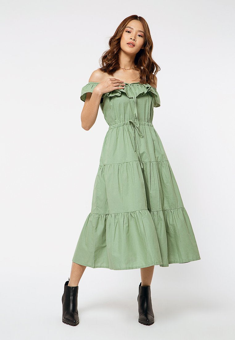 Cold Shoulder Drawstring Dress