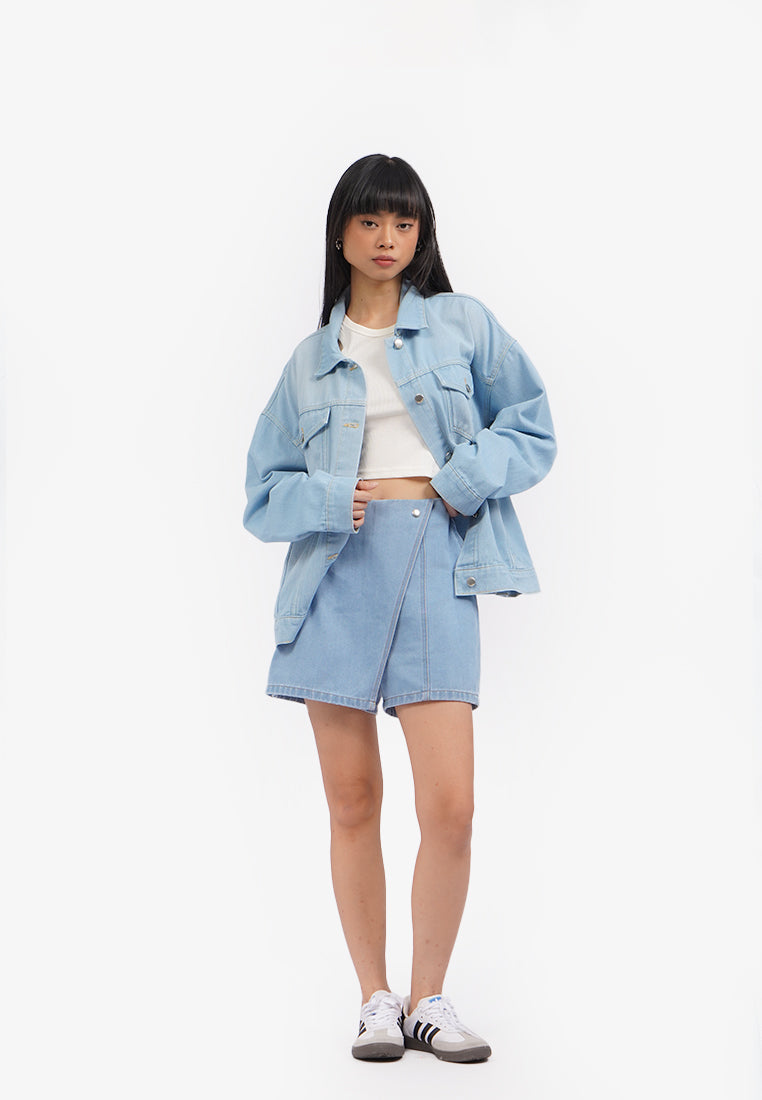 Oversized Long Sleeve Denim Jacket L.Blue