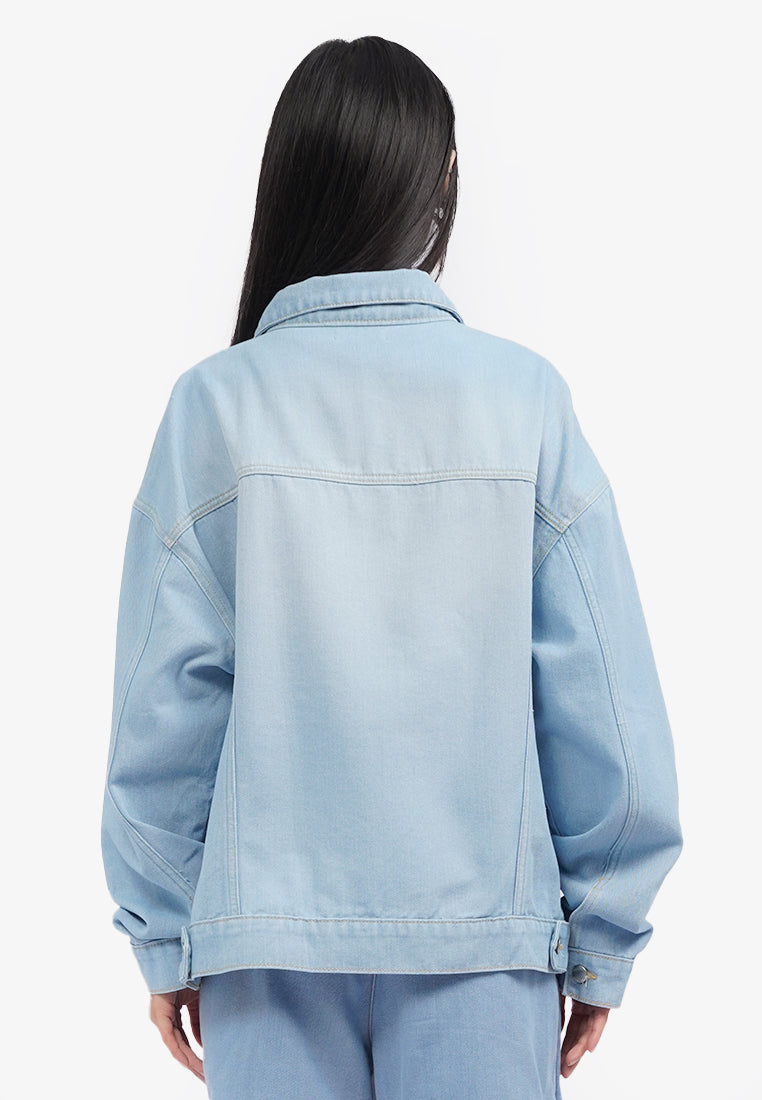 Oversized Long Sleeve Denim Jacket L.Blue