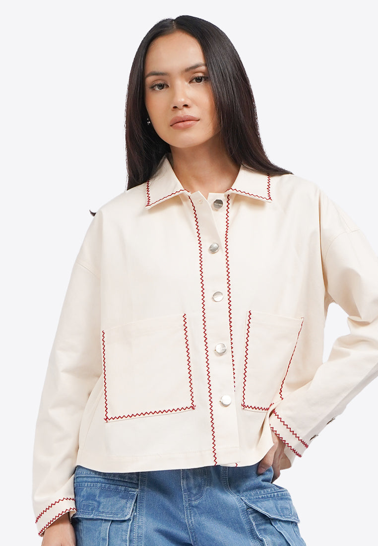 Contrast Stitch Oversized Jacket