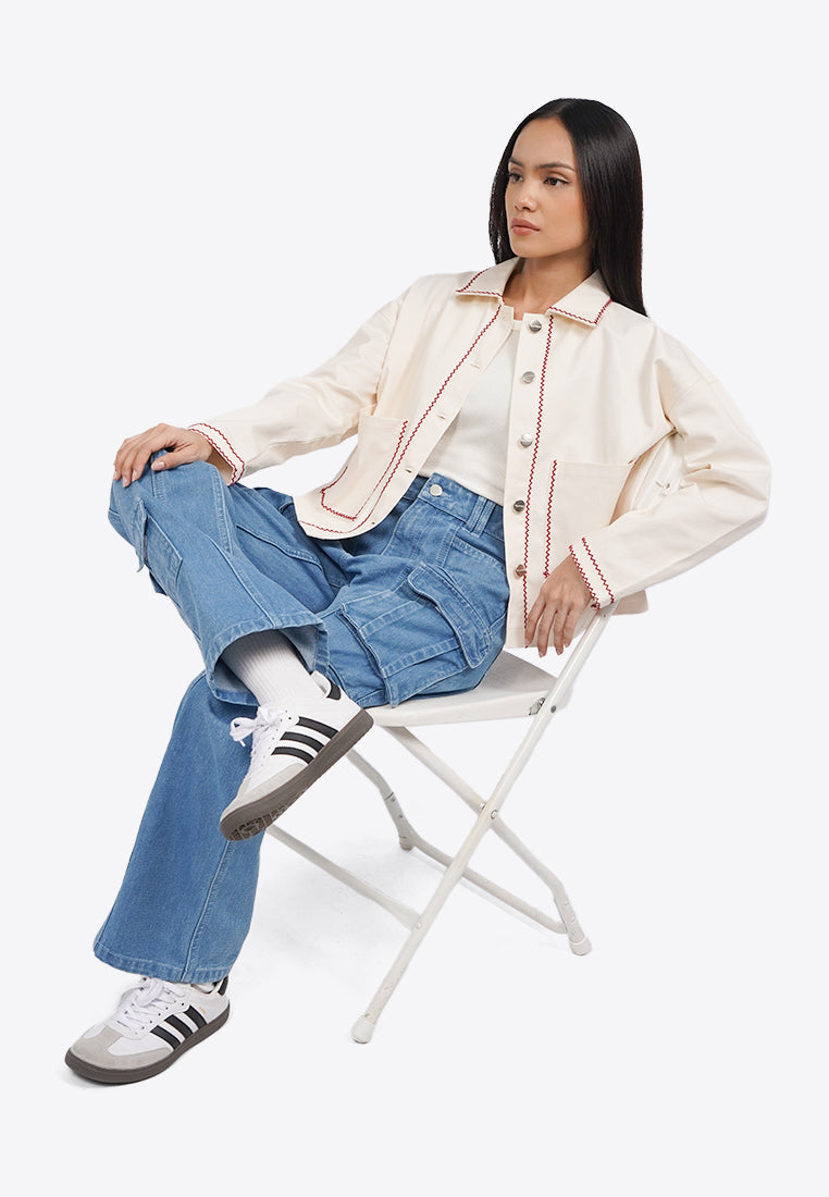 Contrast Stitch Oversized Jacket