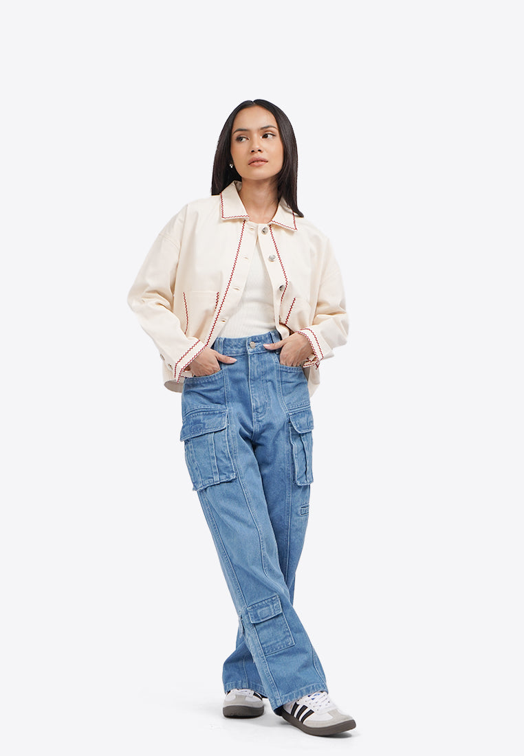 Contrast Stitch Oversized Jacket