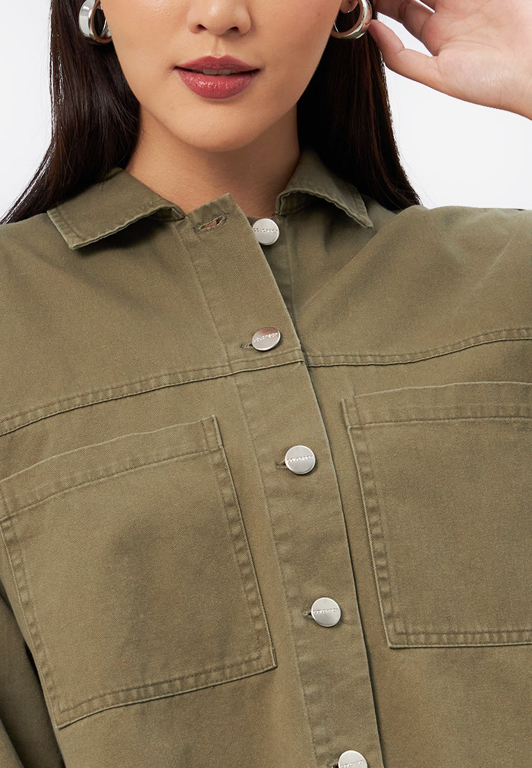 Oversized Long Sleeve Denim Jacket D.Blue