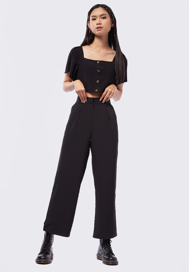 Pleated Woven Long Pants