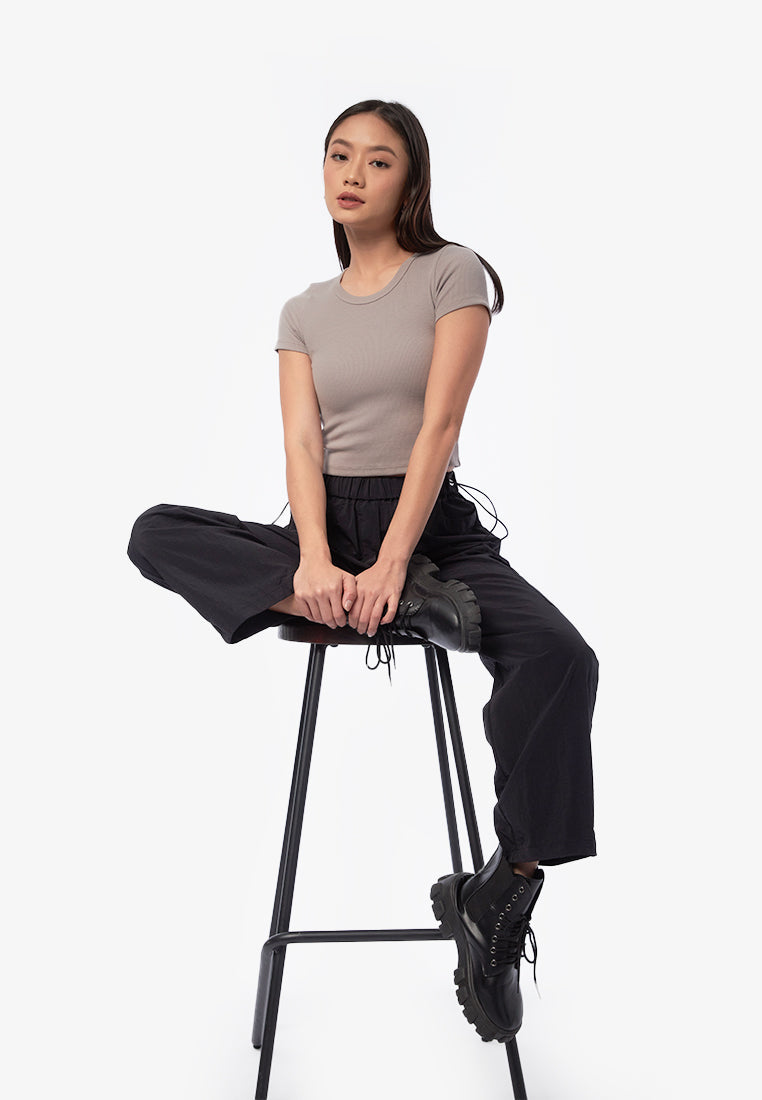 Loose Drawstring Cargo Pants Black