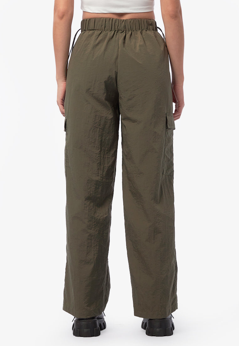 Loose Drawstring Cargo Pants Olive
