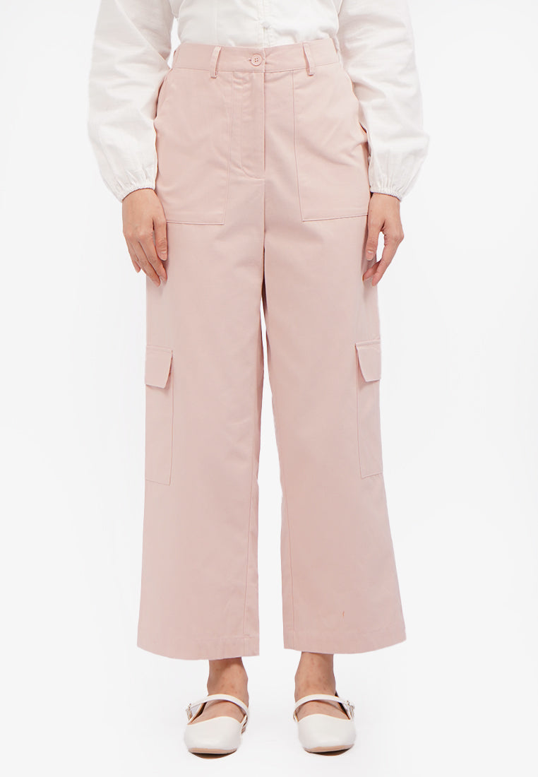 Wide Leg Cargo Pants L.Pink