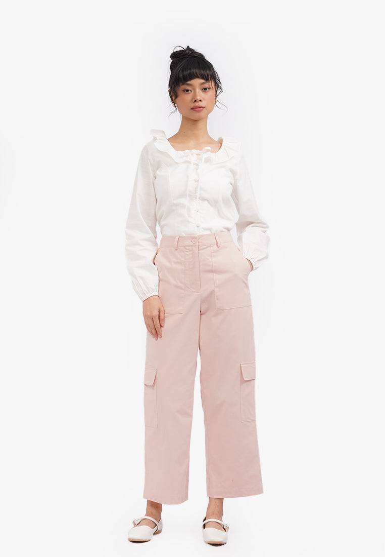 Wide Leg Cargo Pants L.Pink