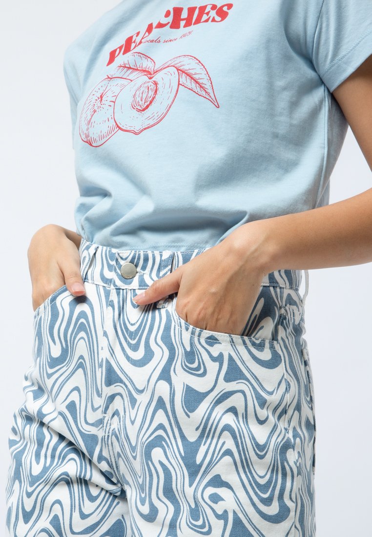 Printed Denim Bermuda Shorts