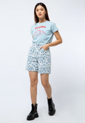 Printed Denim Bermuda Shorts