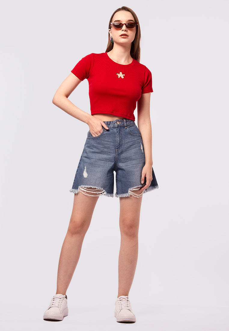 Ripped Bermuda Shorts
