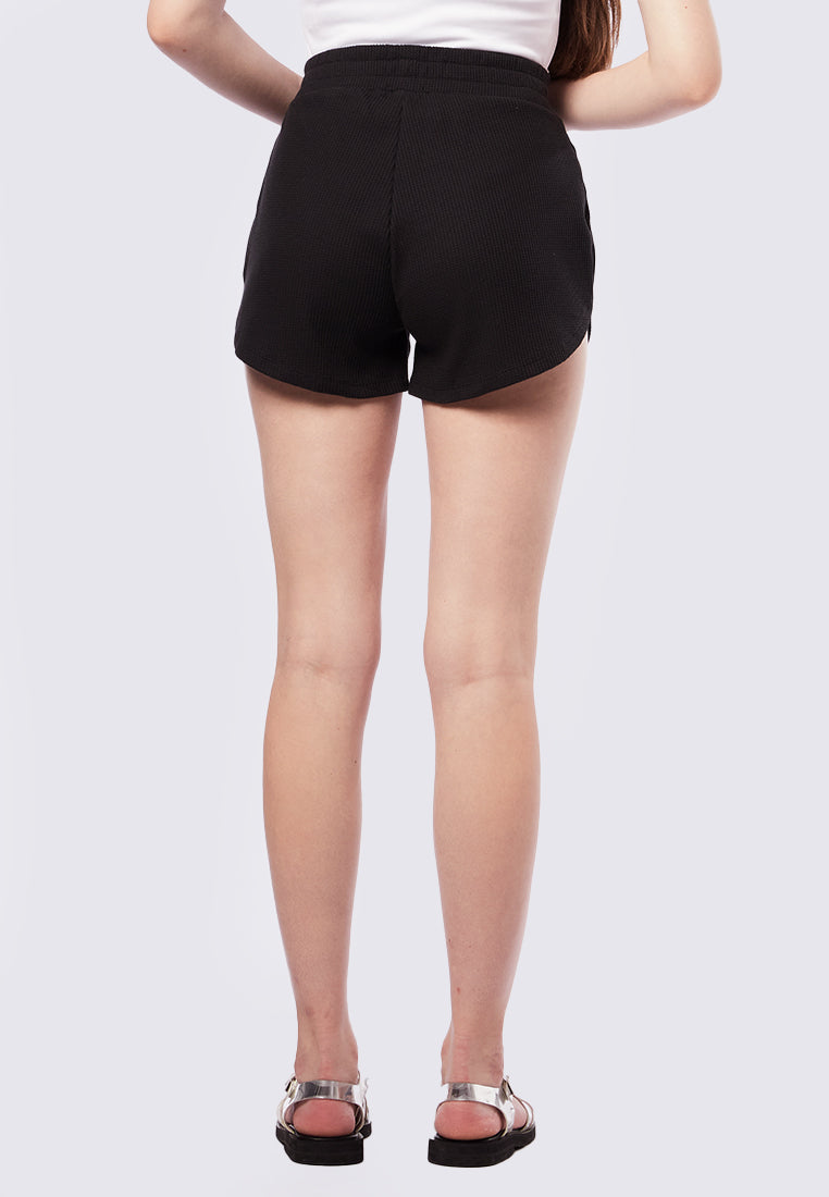 Waffle Shorts with Rounded Hem