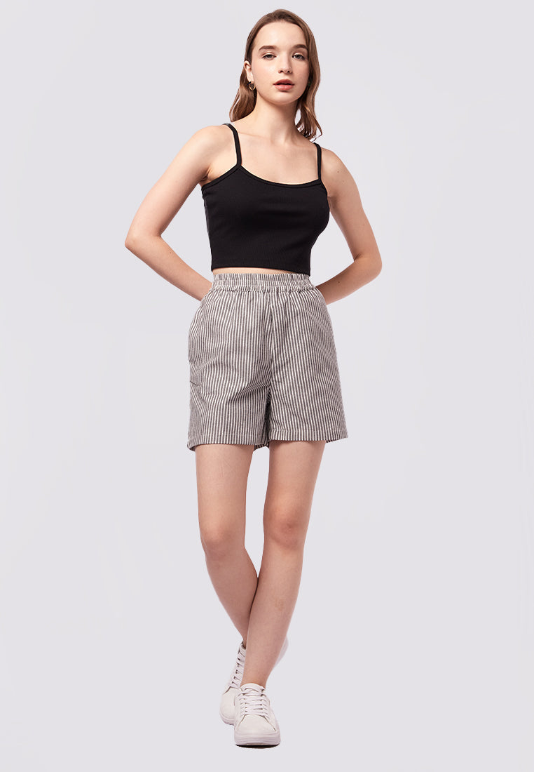 Stripe Wide Cut Short Pants