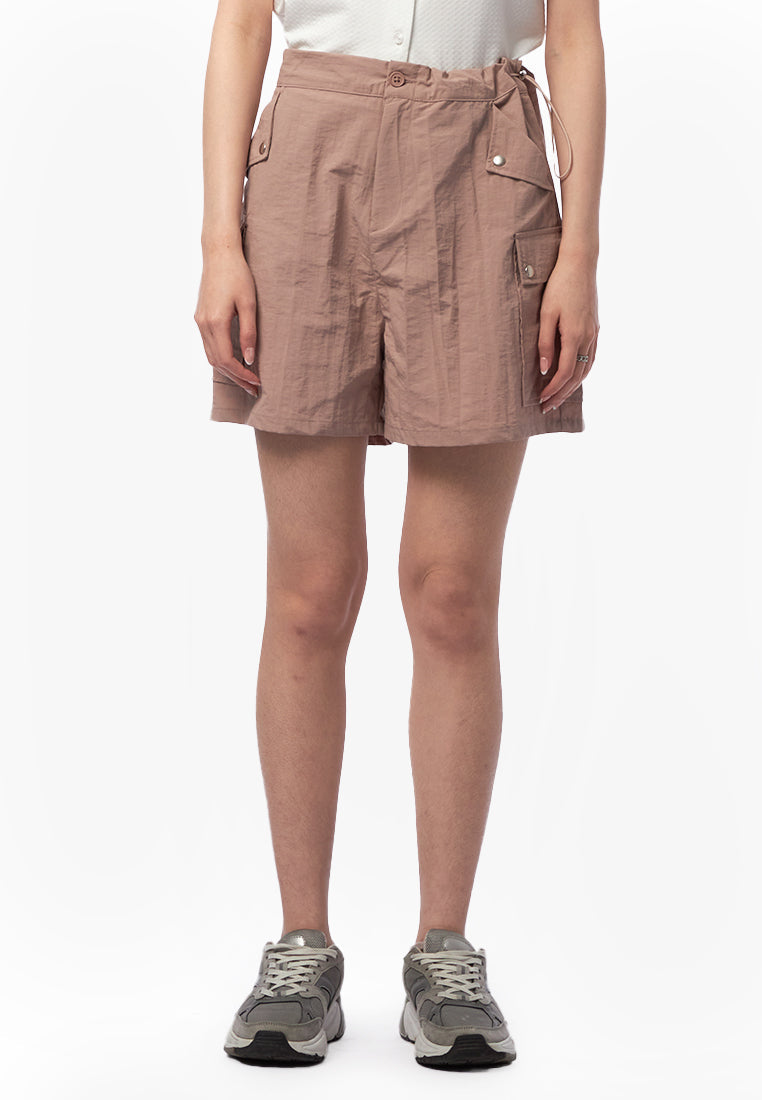 Drawstring Parachute Pants Taupe