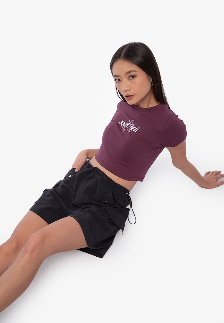 Drawstring Parachute Pants Black