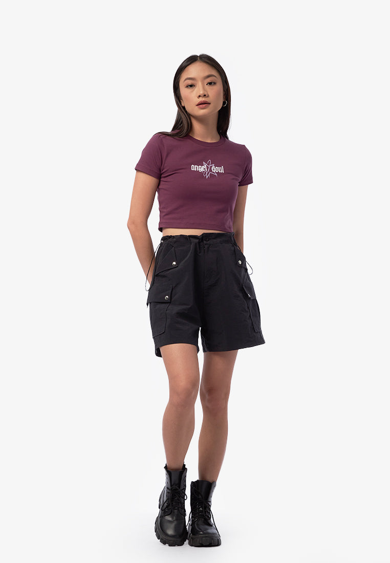 Drawstring Parachute Pants Black