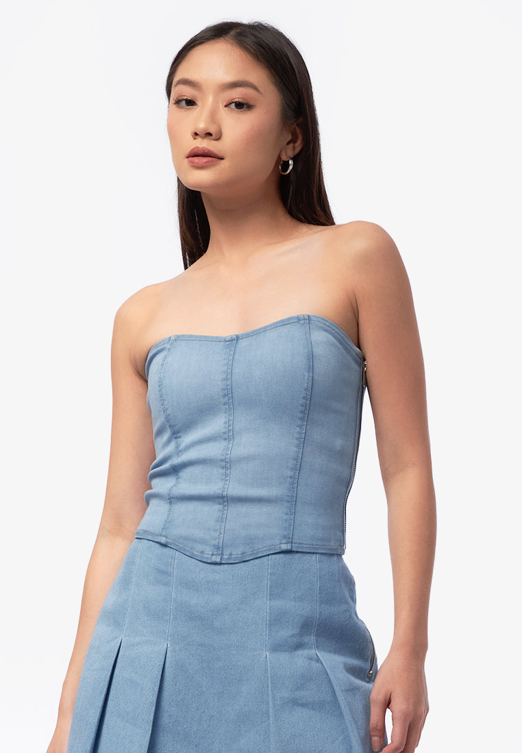 Bustier Denim Top L.Blue