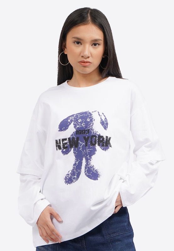 Double Layer Long Graphic T-Shirt