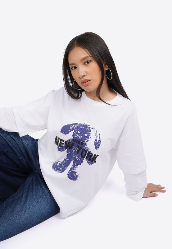 Double Layer Long Graphic T-Shirt