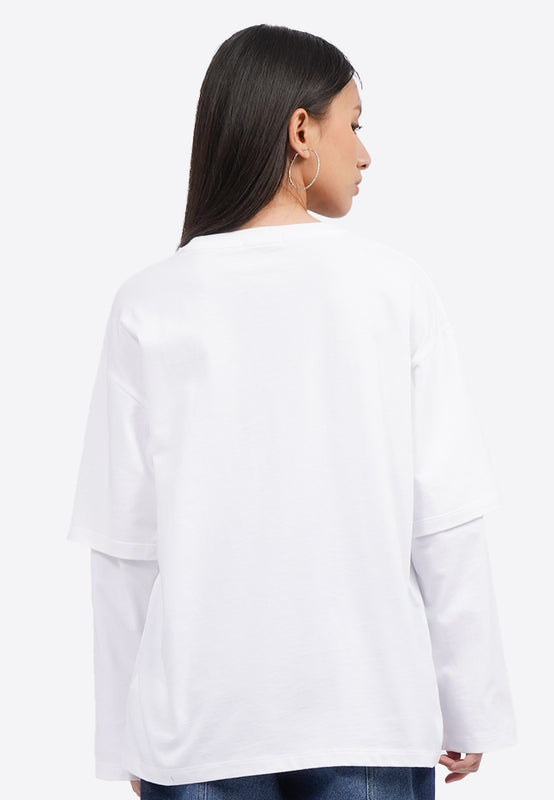 Double Layer Long Graphic T-Shirt