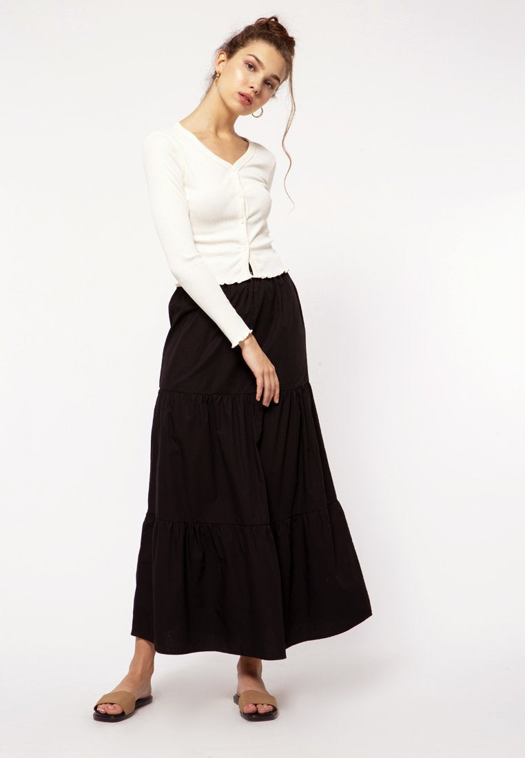 Ribbed Crop Top with Buttons