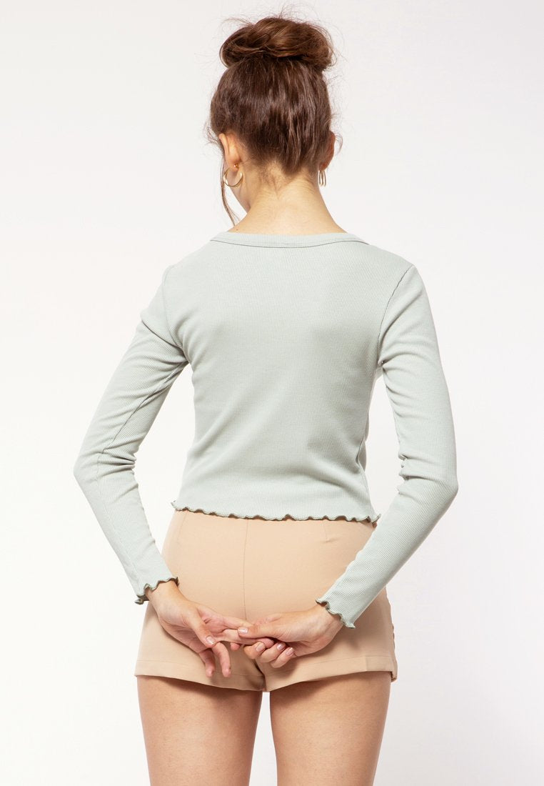 Ribbed Crop Top with Buttons