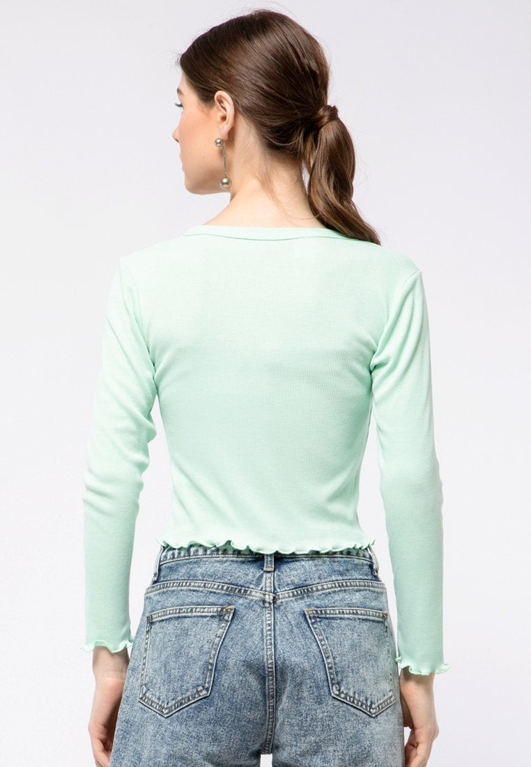 Long Sleeve Rib Cropped Top