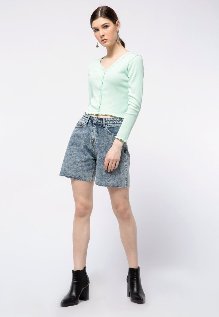 Long Sleeve Rib Cropped Top