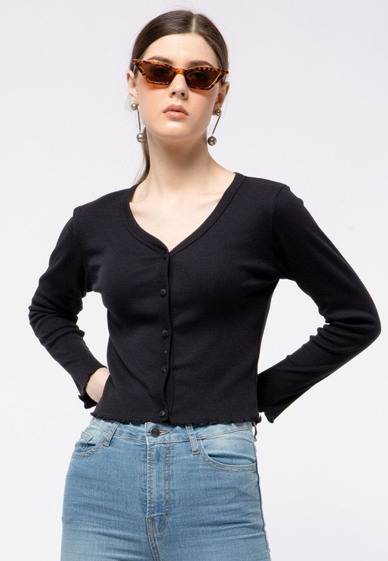 Long Sleeve Rib Cropped Top