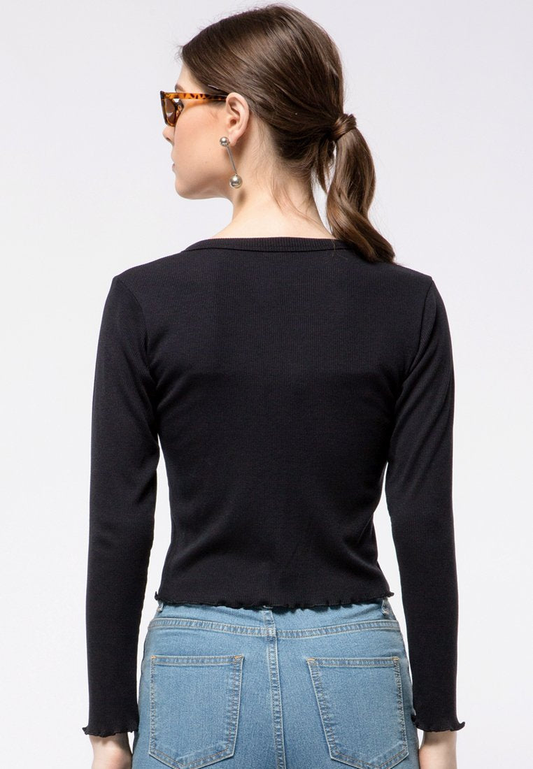 Long Sleeve Rib Cropped Top