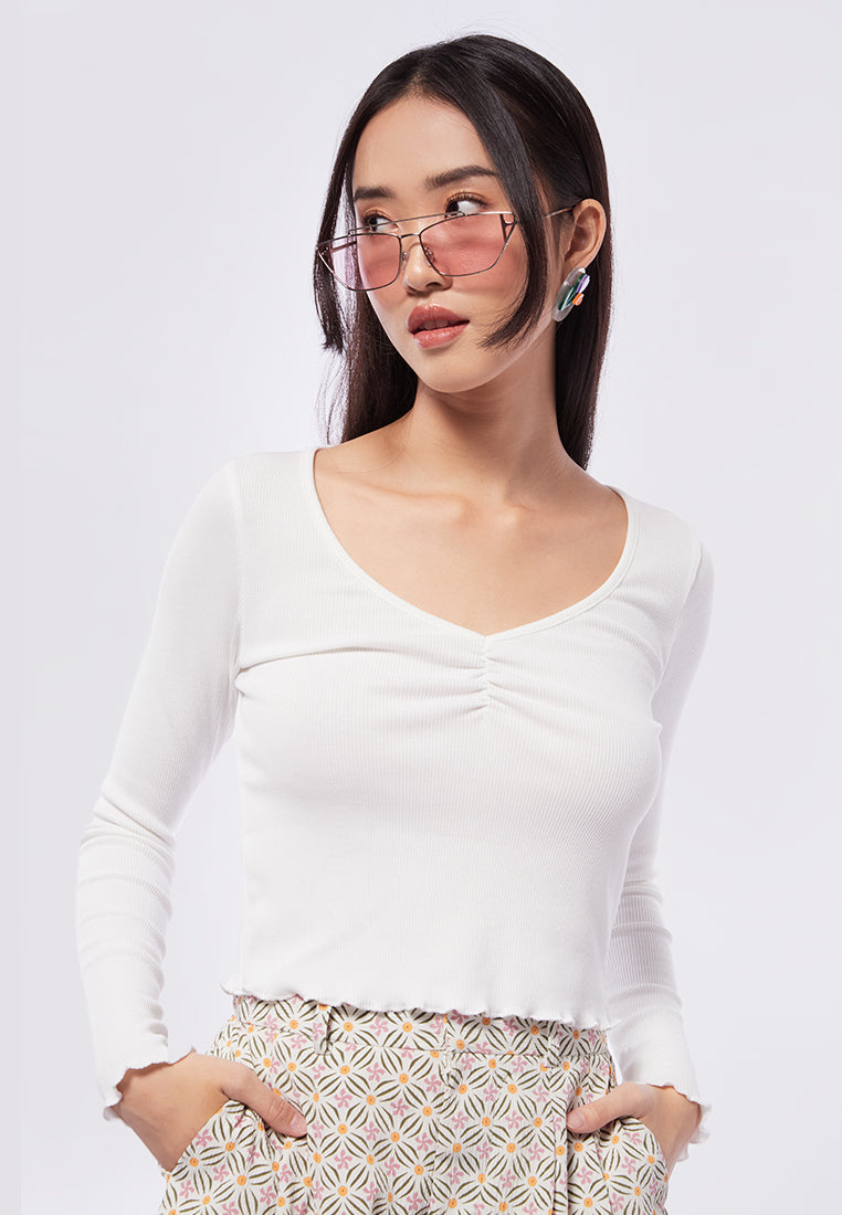Front Ruched Long Sleeve Top