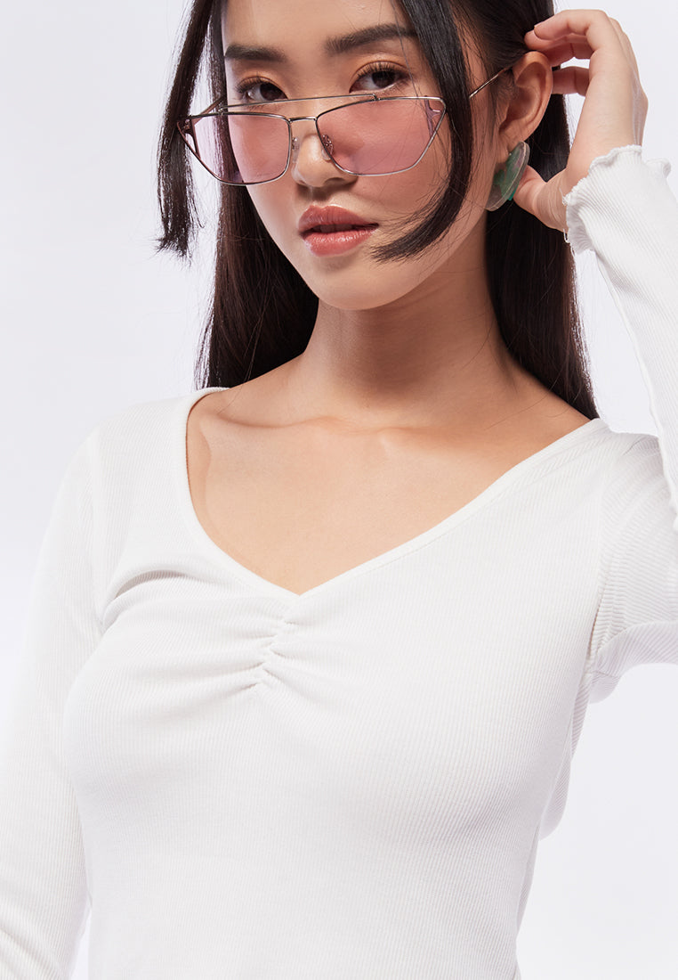 Front Ruched Long Sleeve Top