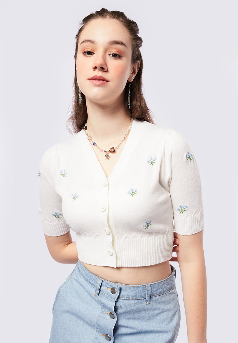Floral Embroidery Short Sleeve Top