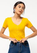 Short Sleeve Sweater with Button