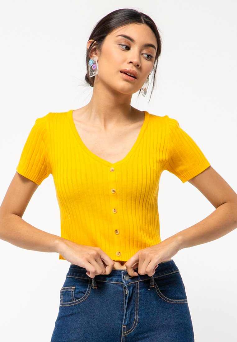 Short Sleeve Sweater with Button