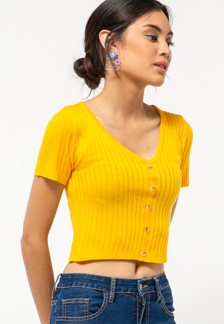 Short Sleeve Sweater with Button