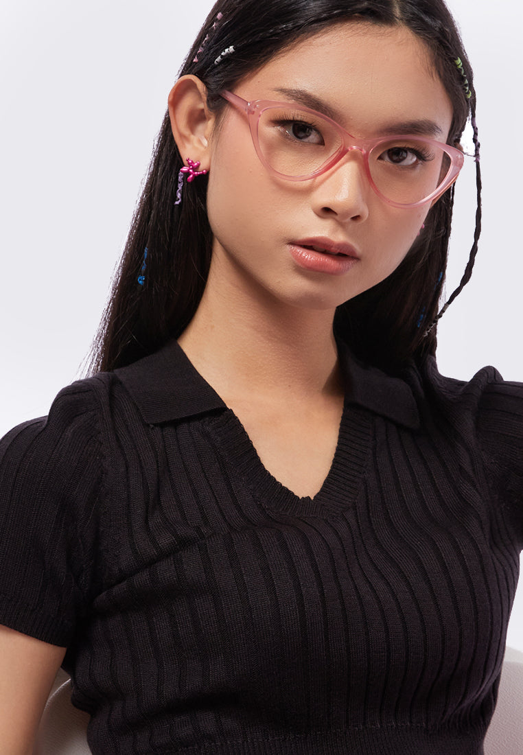 Cropped Knit Polo Top