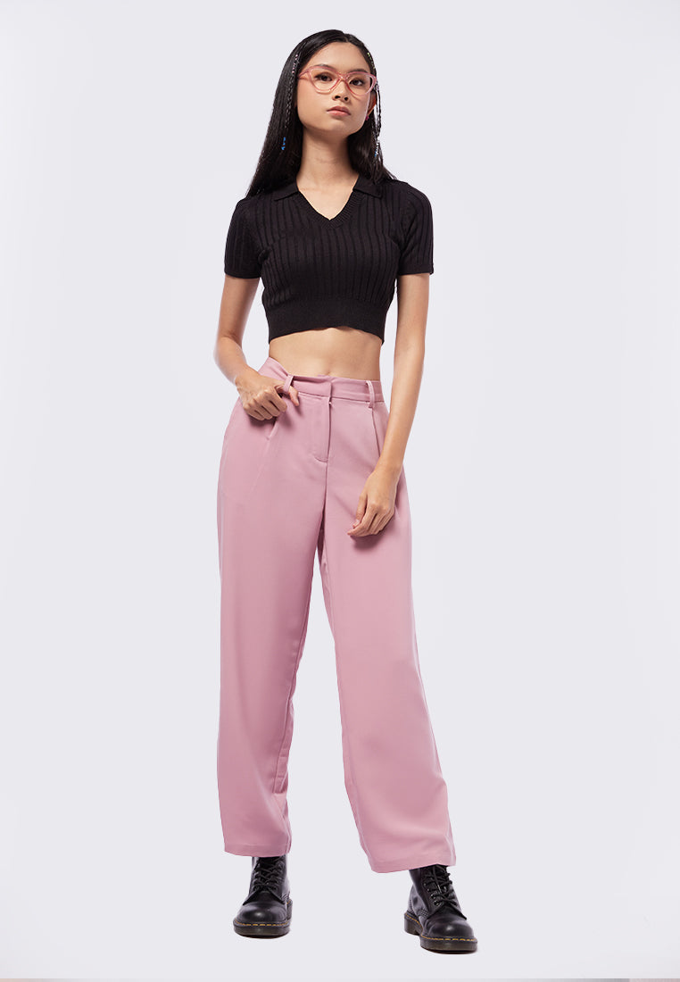 Cropped Knit Polo Top