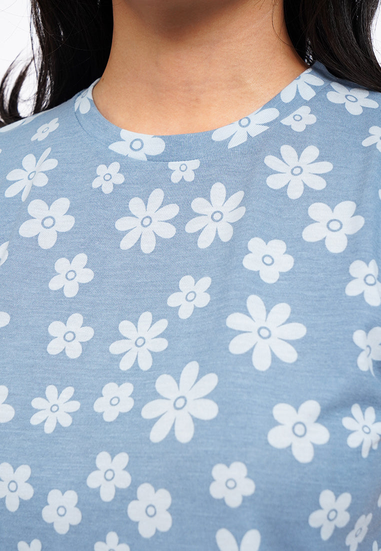 Full Print Short Sleeve Crop T-Shirt