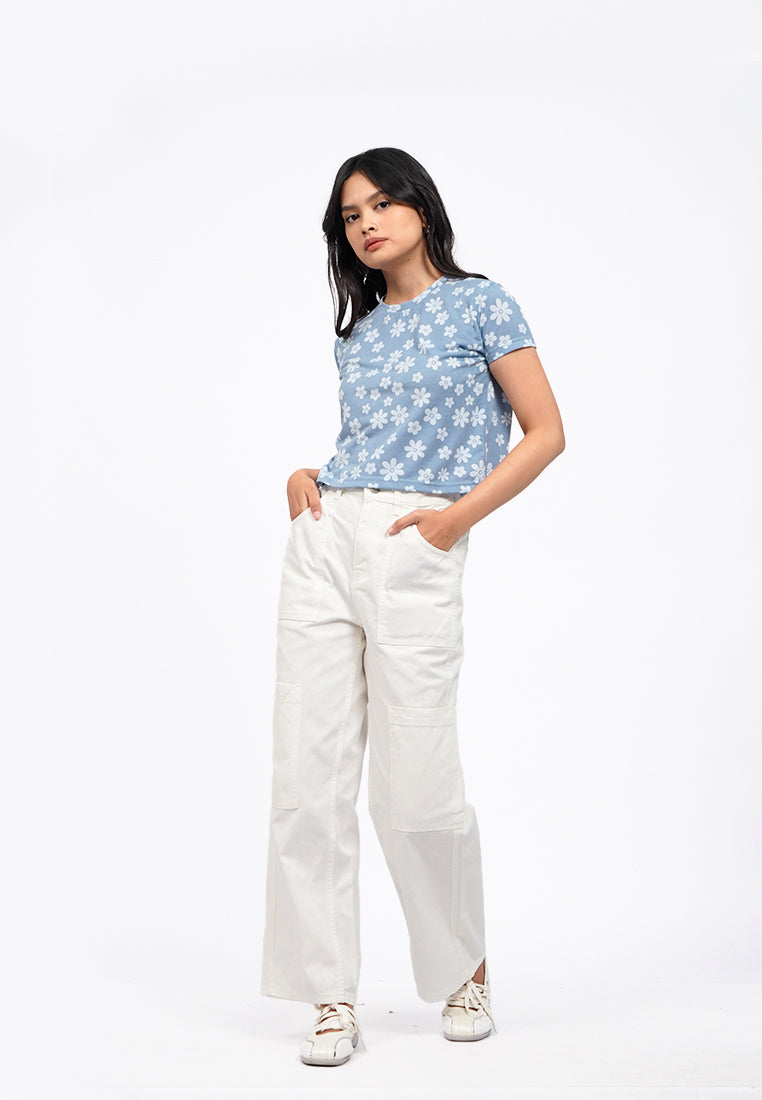 Full Print Short Sleeve Crop T-Shirt
